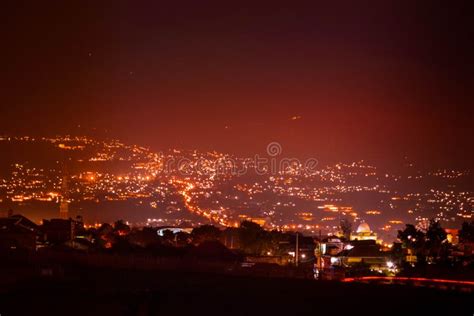 View of Batu City, Indonesia at Night with Colorful Lights Stock Photo ...