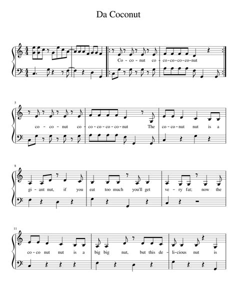 Da Coconut Song Sheet music for Piano (Solo) | Musescore.com