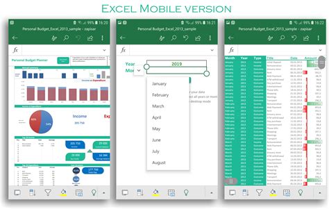 Dashboard Personal Budget Desktop And Mobile Excel Spreadsheet Template ...