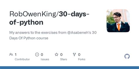 GitHub - RobOwenKing/30-days-of-python: My answers to the exercises from @Asabeneh's 30 Days Of ...