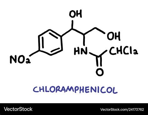 Chloramphenicol chemical structure Royalty Free Vector Image