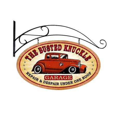 Busted Knuckle Garage Hot Rod 24 x 14 Double Sided Metal Sign, Powder ...