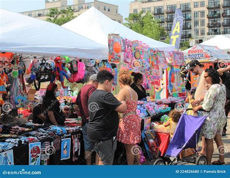 People Walk through Latino Summer Street Fair Food Festival in Chicago, Illinois USA Editorial ...