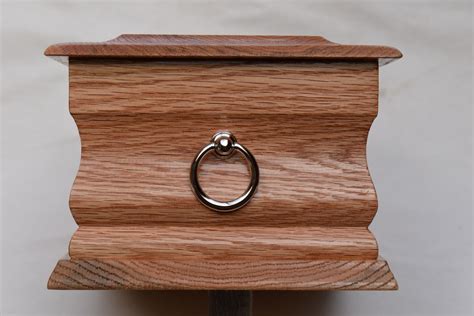 Oak Casket with Silver Ring & Plaque - Wooden Cremation Ash Caskets from JW Caskets