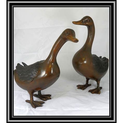 Ducks Pair Statues Bronze Figurines