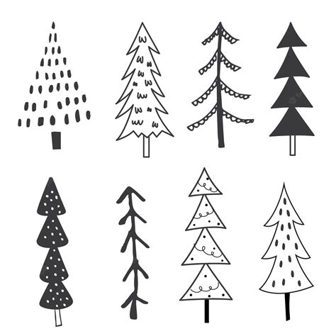 christmas tree black and white - Clip Art Library