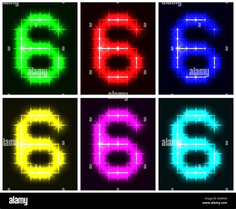 Set a glowing symbol of the number 6 Stock Photo - Alamy