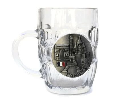 Paris Souvenir Mug with Eiffel Tower. French Vintage Glass Beer Stein ...