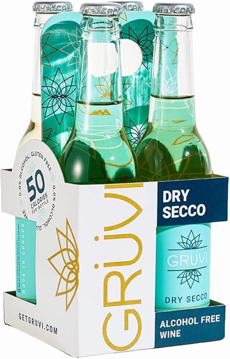 Gruvi Non-Alcoholic Prosecco, 50 Calories, 4-Pack, 0% ABV, Non Alcoholic Sparkling Wine, Zero ...