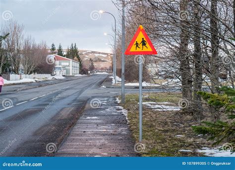 Crosswalk Sign, Crossing Ahead Sign Or School Warning Sign Editorial ...