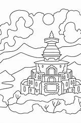 Monastery Coloring Pages Sketch Page sketch template
