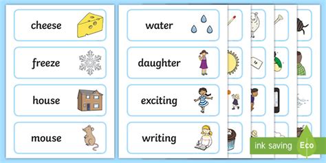 Free Rhyming Words & Picture Flashcards - Primary Resources