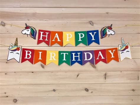 Personalized Unicorn Birthday Banner Rainbow Unicorn Party | Etsy