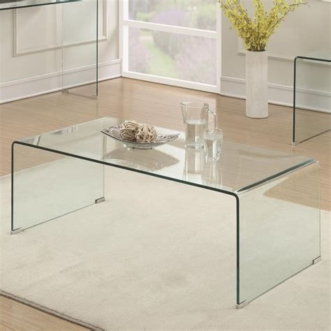 Benzara Contemporary Style Minimal Clear Glass Coffee Table, Clear - Walmart.com