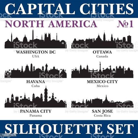 Capital Cities Skyline Set North America Part 1 Stock Illustration ...