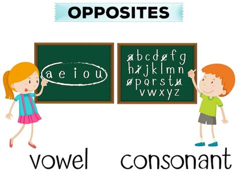 Free Vector | Opposite wordcard for vowel and consonant