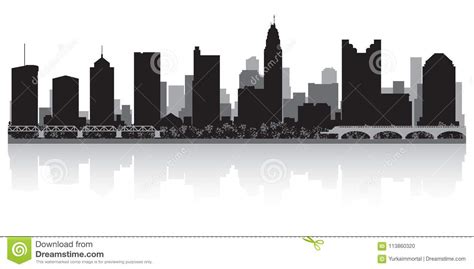 Columbus Ohio City Skyline Silhouette Black Background Vector ...