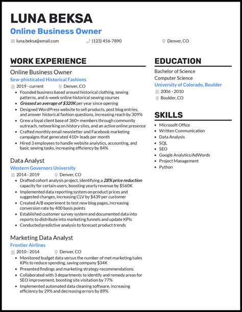 5 Online Business Owner Resume Examples Made for 2024