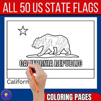 All 50 US State Flags Coloring Pages by Knowledge World Studio | TPT