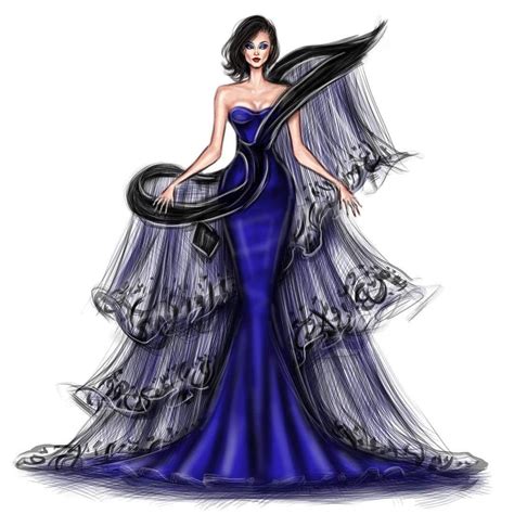 a drawing of a woman in a blue dress