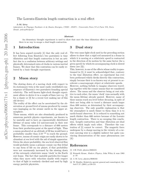 (PDF) The Lorentz-Einstein length contraction is a real effect