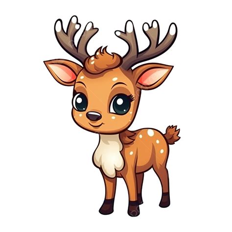 Christmas Card With Reindeer, Cute Cartoon Deer, Vector Illustration, Funny Christmas PNG ...