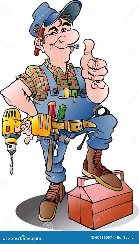 Vector Cartoon Illustration Of A Handyman Stock Vector - Image: 60815087