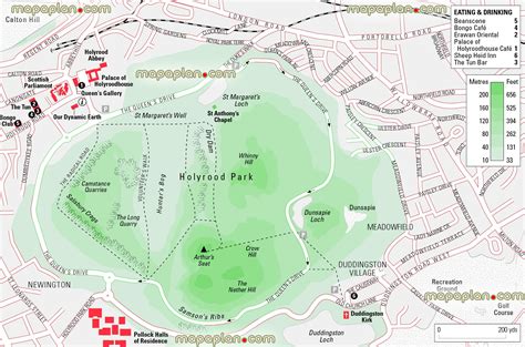 Edinburgh map - Arthur's Seat & Holyrood Park visitors map showing ...