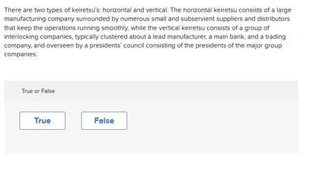 Solved There are two types of keiretsu's: horizontal and | Chegg.com