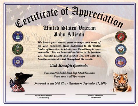 Pin by Elizabeth Susan on PMC fundraising ideas | Certificate of appreciation, Veterans ...