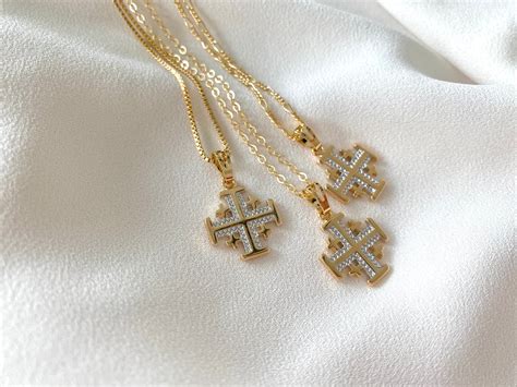 Gold Filled Layered Jerusalem Cross Necklace – The Cord Gallery