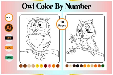 Owl Color by Number Graphic by Vector King · Creative Fabrica