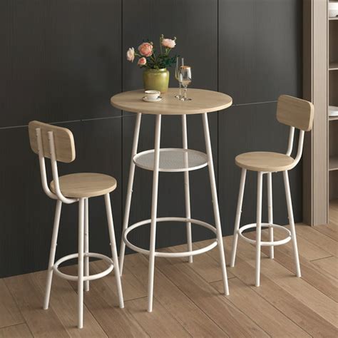 uhomepro 3 Pieces Bar Table Set, Modern Bar Table Set with 2 Stools, Home Kitchen Breakfast ...