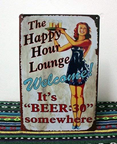 Vintage Style Happy Hour Lounge Retro METAL Wall Poster Sign Plaque ...