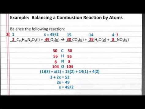 CHEM 101 - Balancing a Combustion Reaction by Atoms - YouTube