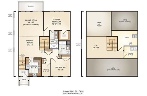 Luxury 2 Bedroom with Loft House Plans - New Home Plans Design