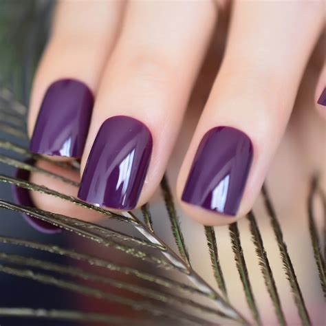 Aliexpress.com : Buy Dark Violet False Fake Nail Tips Deep Purple Acrylic UV Nails Art ...