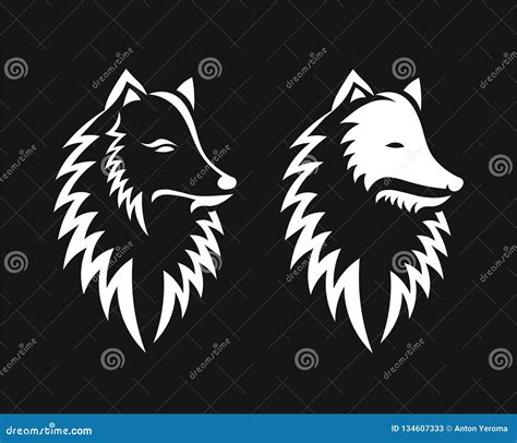 Fox Head Silhouette Isolated On Black Background Stock Vector - Illustration of club, retro ...