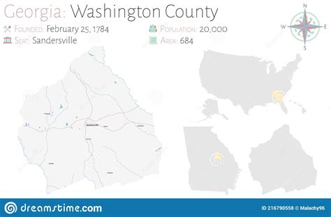 Map of Washington County in Georgia Stock Vector - Illustration of ...