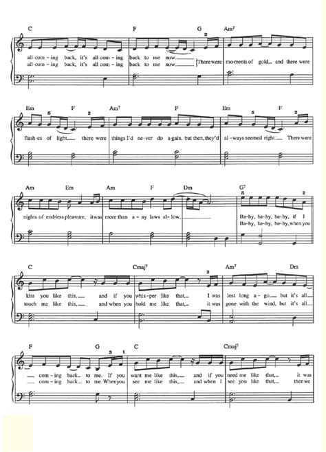 IT'S ALL COMING BACK TO ME NOW Piano Sheet music | Easy Sheet Music