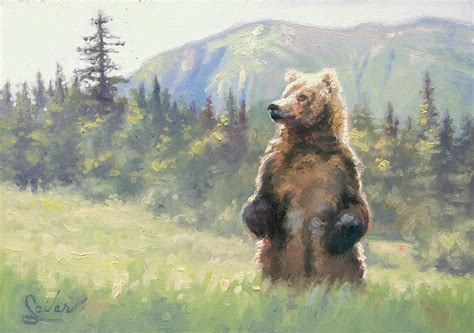 Something In The Air- Alaskan Brown Bear Painting by Larry Seiler