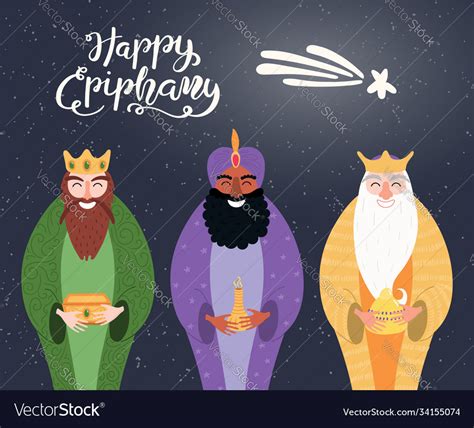 Three kings epiphany quote Royalty Free Vector Image