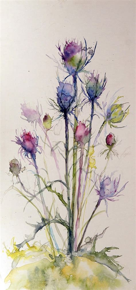 Thistle Watercolor Art Print Scottish Scotland Art Decor and - Etsy | Watercolor flower art ...