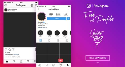 FREE Instagram Layout Feed and Profile UI – 2018 :: Behance