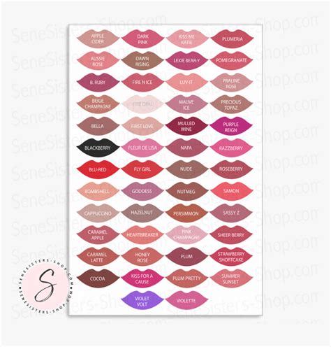 Lipsense 50 Lip Color Lipstick Kisses Professional - Lip Color Chart, HD Png Download - kindpng