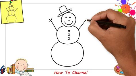 How to draw a snowman (christmas) EASY step by step for kids, beginners ...