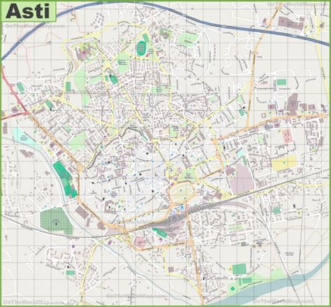 Large detailed map of Asti