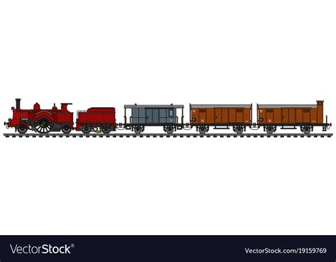 Vintage steam freight train Royalty Free Vector Image