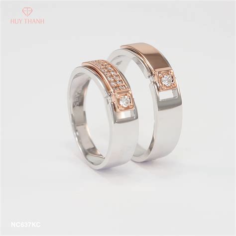 Nhẫn cưới kim cương vàng trắng phối... - Huy Thanh Jewelry