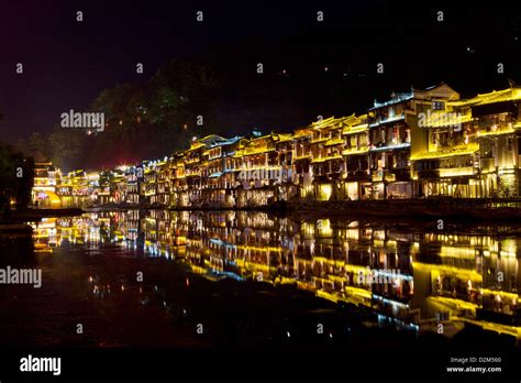 Fenghuang ancient town at night Stock Photo - Alamy